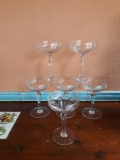 Lot 6 Coupes Champagne Verre Cristal Taillé à Facettes Vintage Années 30/40