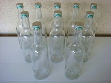 LOT DE 10 BOUTEILLES EN VERRE VIDES TRANSPARENTES DE 25 CL AVEC BOUCHON À VIS