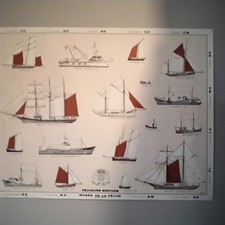  AFFICHE ANNÉES 50 ILLUSTRATION VOILIERS