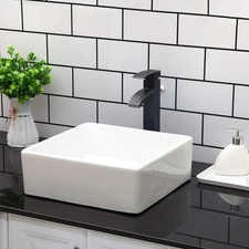 15X15 Square Bathroom Vessel Sink Porcelain Ceramic White Vanity Sink above Coun