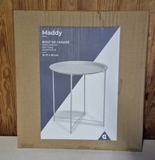 Table d'appoint / bout de canapé en métal blanche Neuf Emballé 