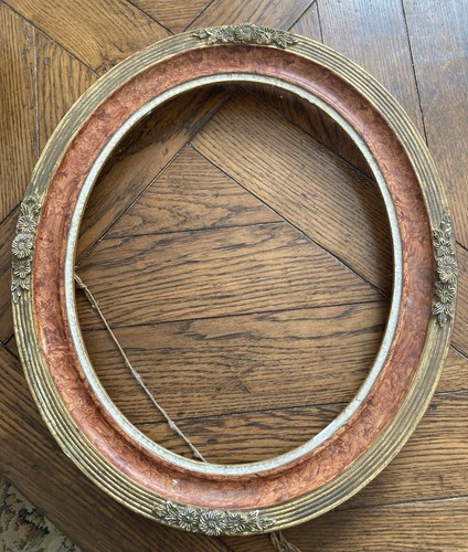 Beau ancien cadre bois ovale - bois,