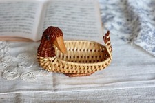 Petit panier canard en osier vintage
