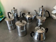série 7 Pièces en Cuivre Chromé  Nickelé  Cafetière théière pot a épices sucrier