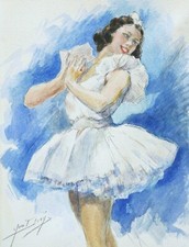 Dessin aquarelle tableau portrait femme danseuse étoile ballet danse Yves DIEY