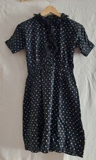 Robe jeune fille coton noir à pois et dentelle début XXème bis