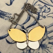 Collier Papillon Bicolore Ras Du Cou Vers 1970 Vintage  Hippie  Bohème Gift