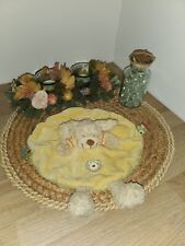 DOUDOU PLAT ROND NICOTOY KIABI , CHIEN jaune vert tête d'ours,B1, Comme Neuf