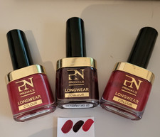 PN PRONAILS Lot de 3 vernis à ongles framboise n° 77 marron n° 263 rouge n° 198