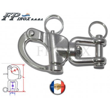 Mousqueton drisse 70mm inox - mousqueton,