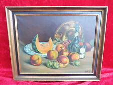 Beau, Ancien Tableau__Nature Morte Avec Des Fruits Et Du Vin__Signé !
