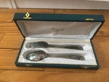 Ancien Coffret Orfèvre CHRISTOFLE et couverts cuillère fourchette gravure