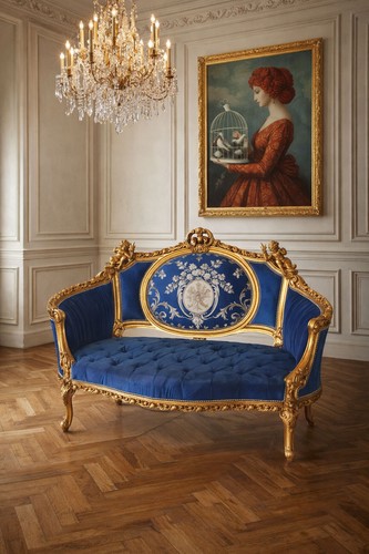 Sofa baroque royal - bleu, avec
