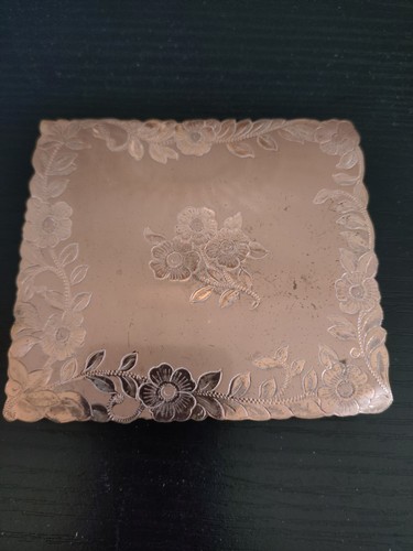 Poudrier ancien métal rose - poudrier,