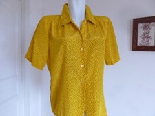 RAVISSANT  CHEMISIER  " WEINBERG " JAUNE IMPRIME POIS NOIRS T. 44 TRES BON ETAT