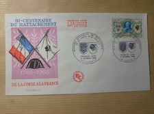 enveloppe premier jour 1968 deuxieme centenaire du rattachement de la corse