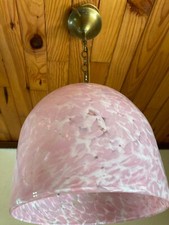 Lustre suspension verre soufflé rose nuageux Murano design vintage Années 70