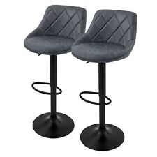 2x Chaise de bar pivotante à repose-pieds tabouret anthracite 62-82cm en simili