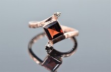 Grenat Rouge & Bague Diamant 925 Argent Sterling Empillable Bague Mariage Cadeau