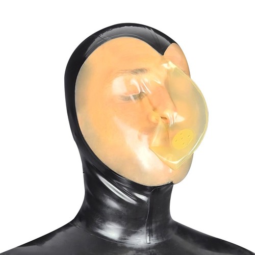 Black latex hood with - black,