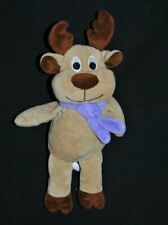 ?Doudou Renne Beige Brun MILKA Caribou Cerf Elan Echarpe Mauve Peluche 27 Cm