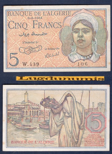 Algérie francs 10 - 5, 2/10/1944