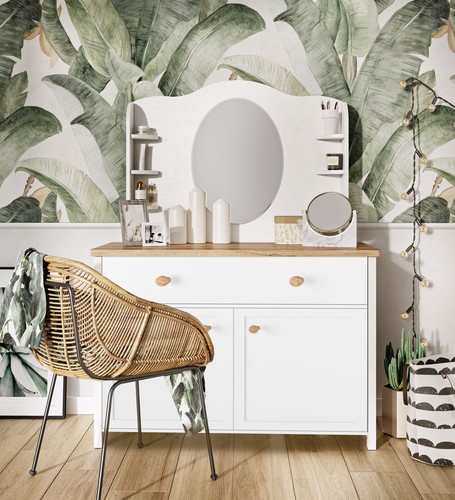 Coiffeuse blanc nash chêne - coiffeuse,