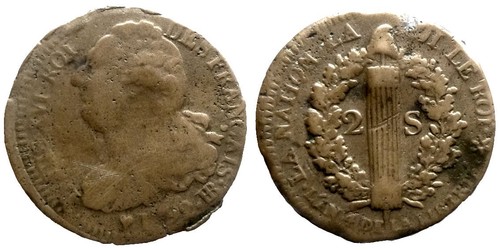 Louis xvi sols 1792 bb - 1792,
