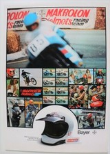 AFFICHE POSTER MOTO CASQUE MAKROLON HELMETS RACING TEAM BAYER GUZZI BMW SWM 