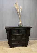 Ancienne Table Chinoise  coffre / tiroirs en orme foncé buffet console meuble
