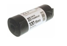 Sacs poubelle Standards noirs en rouleau contenance 100 L en lot de 100 piéces