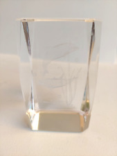 Presse Papier en Cristal Biseauté - Belle transparence - Fonds Marins Dauphins