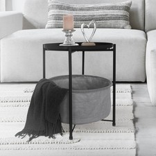 Table d'appoint avec panier de rangement table basse decoration pour salon noir