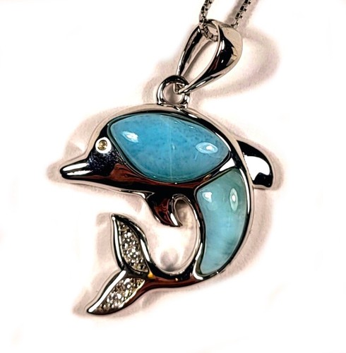 Bleu larimar pendentif dauphin - bleu,