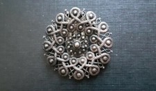 Broche pince à  foulard ancienne orientale argenté vintage XIXème début  XXème 