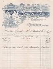 52 HAUTE-MARNE CHAUMONT, quincailler, Piot Fils 1908 outils, chasse