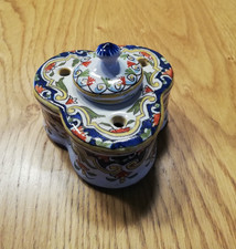 Encrier en faïence de Rouen fin XIXe