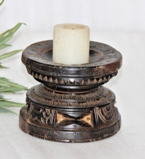 Porte-Bougie Ancien En Bois