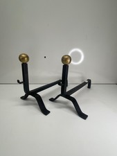 Paire de porte buche pour cheminée 2 pièces en fer forger bonne etat