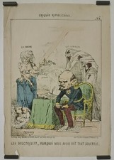 Patrioty Croquis républicains Circa 1870 Estampe en couleur Politique Caricature