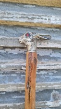 ANCIENNE CANNE BOIS BATON DE MARCHE POMMEAU TETE DE LIEVRE