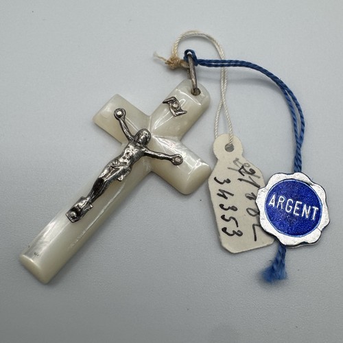 Croix ancienne argent nacre - croix,