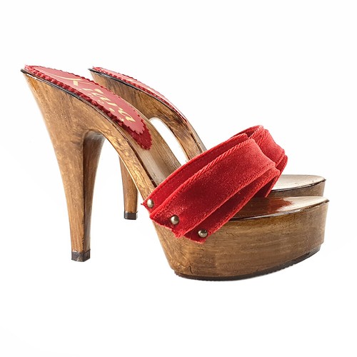 Mules rouges velours - rouges, made