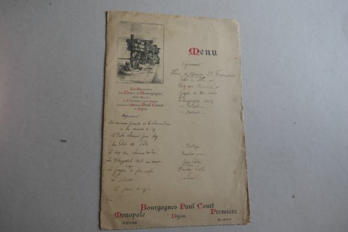 Menu ancien pressoir ducs - menu, de