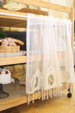 Rideau de porte en dentelle blanche perle de cristal rose