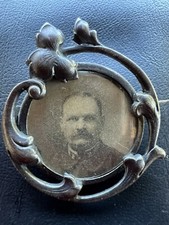 Antique broche époque Art Nouveau Motif floral  photo souvenir Collection