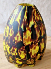 Ancien tulipe pâte de verre lustre lampe intérieur jaune et moucheté Art déco