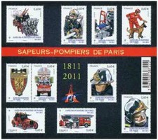 LOT 2011 NEUF stamp bloc feuillet SAPEUR POMPIER DE PARIS CASQUE FEU YT F4582