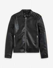 Blouson biker - Simili Cuir Noir Taille XL