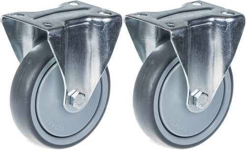 Roues fixes caoutchouc gris - fixes,